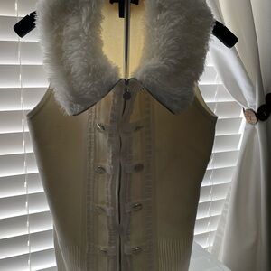 Fur collar vest